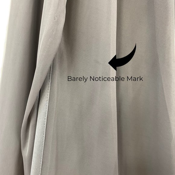 Davids Bridal - Bridesmaid Dress -  Grey One-Shoulder Mesh Dress with Lace Inset - Picture 9 of 11